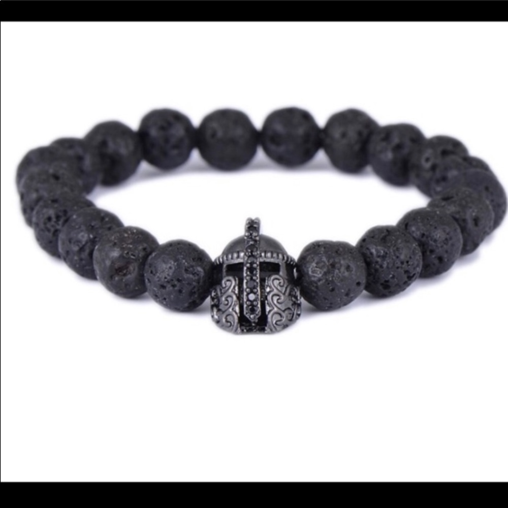 Black lava rock black rodhium cz gladiator helmet - Picture 4 of 8